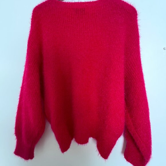 PINCH Sweater M Oversize L Knit Bright Pink Cozy pullover glimmer threads COZY - Picture 2 of 8